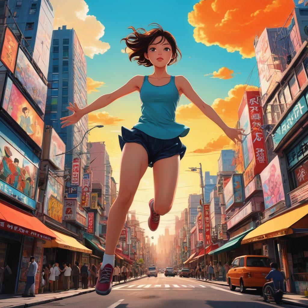 A dynamic collage showcasing iconic scenes from various adult animation styles, including manga characters leaping out of their comic panels into a vibrant cityscape. Integrate elements representing different animation techniques like traditional hand-drawn, 3D animation, and cel shading. Include a mix of bold colors and intricate line work to capture the essence of both manga and animation. super-realistic. vibrant colors. cinematic style.